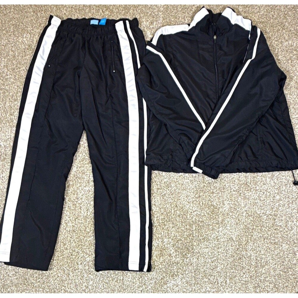 MTA Sport Women’s Black/White 2pc Tracksuit Zip Jacket X-LG & Pants Size M